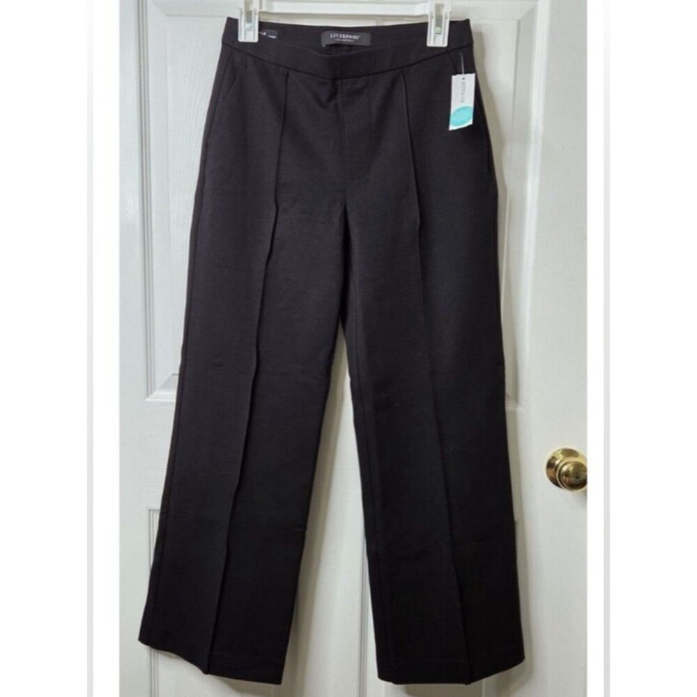 NWT Liverpool Kayla Pull On Wide Leg Trouser Women's Pants Black Sz 2/26 Petite
